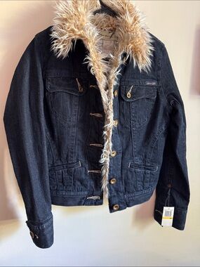 Seven7 Cream Faux Fur denim Jacket